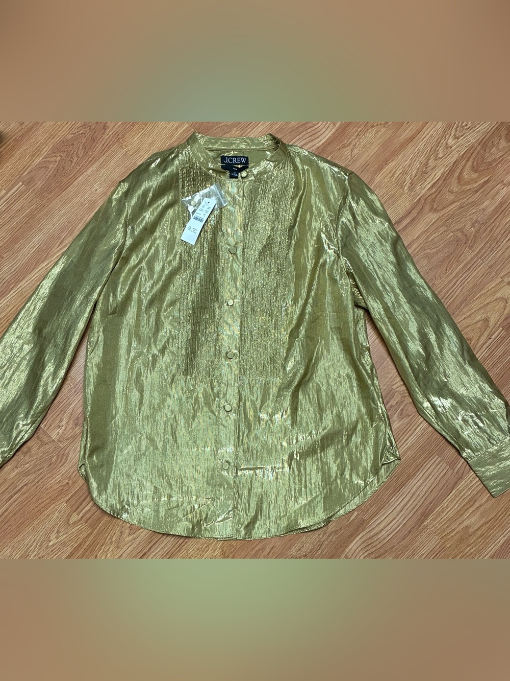 J.Crew Slim-fit Tuxedo Shirt in Gold Lamé NWT Sz 12